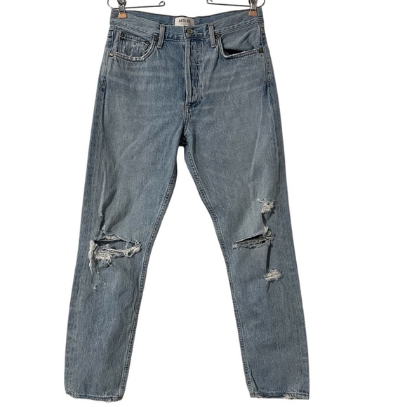AGOLDE Jaime Button Fly Distressed Classic High Rise Straight Ankle Jeans Sz 27 - Picture 1 of 15